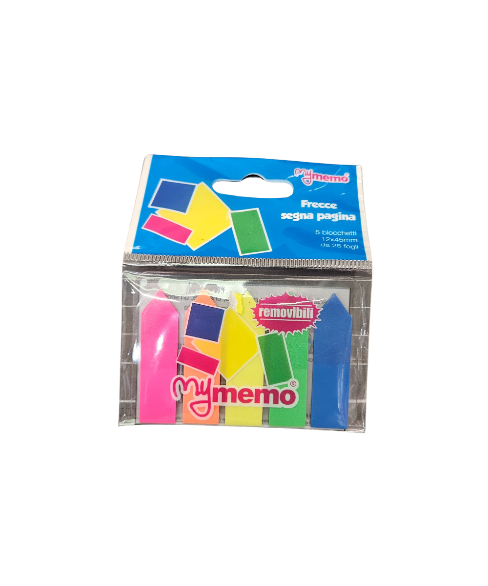 Pacco 5 Blocchetti Frecce Segna Pagina TintaUnita 12X45 MM