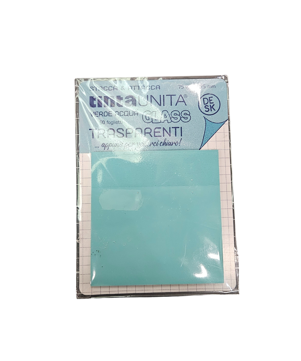 Pacco 50 Foglietti TintaUnita Glass Stacca e Attacca 75X75 MM
