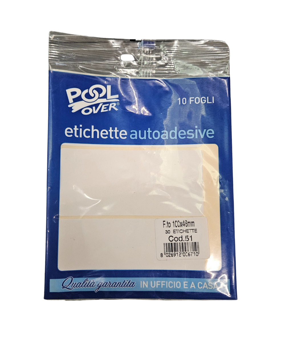 Pacco 10 Fogli Da 3 Etichette Autoadesive 100X46 MM