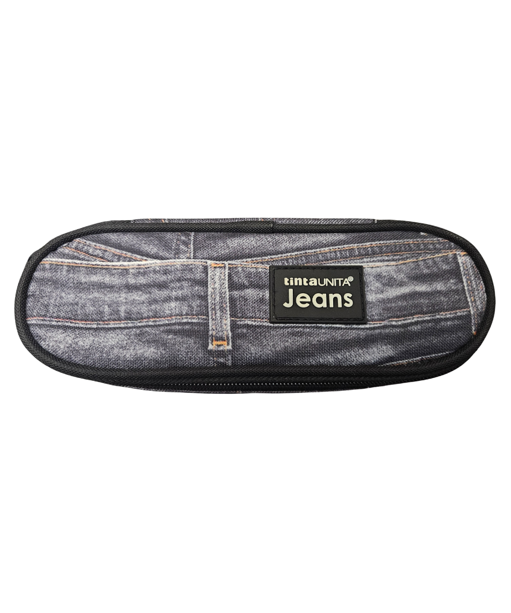 Astuccio 2 Zip Tinta Unita Jeans
