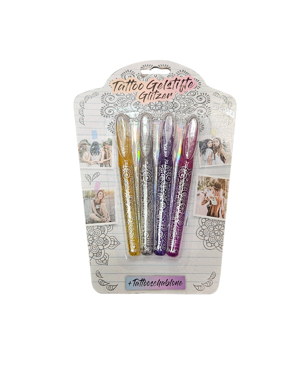 Set 4 Penne Gel Glitter Per Tatuaggi