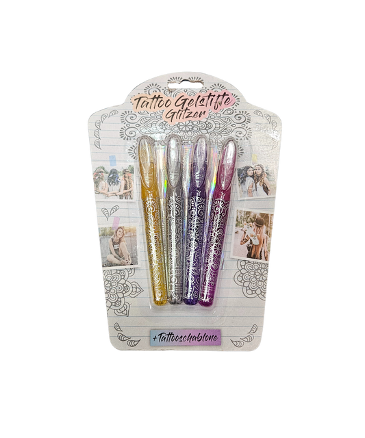 Set 4 Penne Gel Glitter Per Tatuaggi