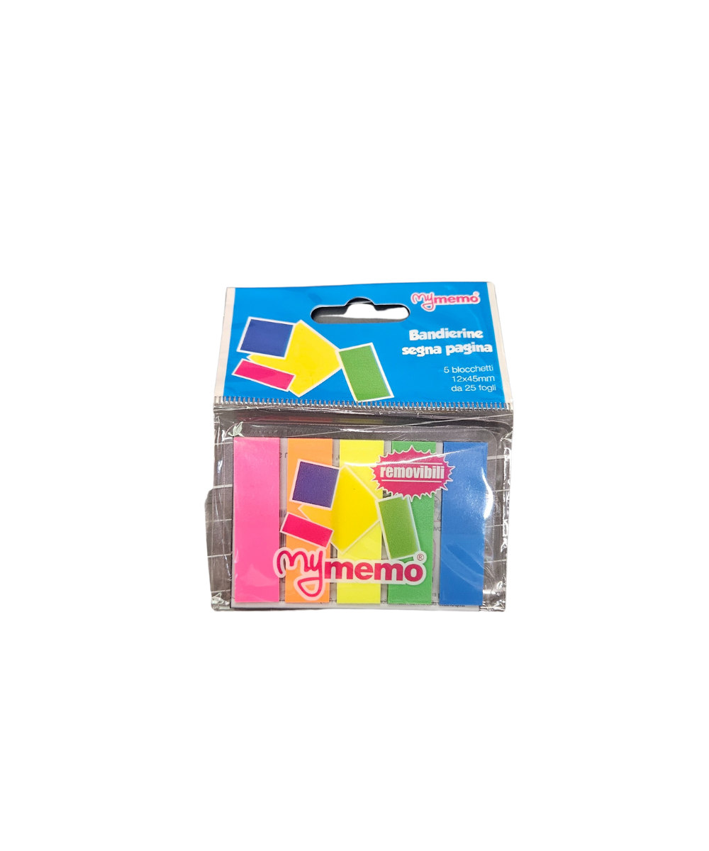 Pacco 5 Blocchetti Bandierine Segna Pagina 12X45 MM MyMemo