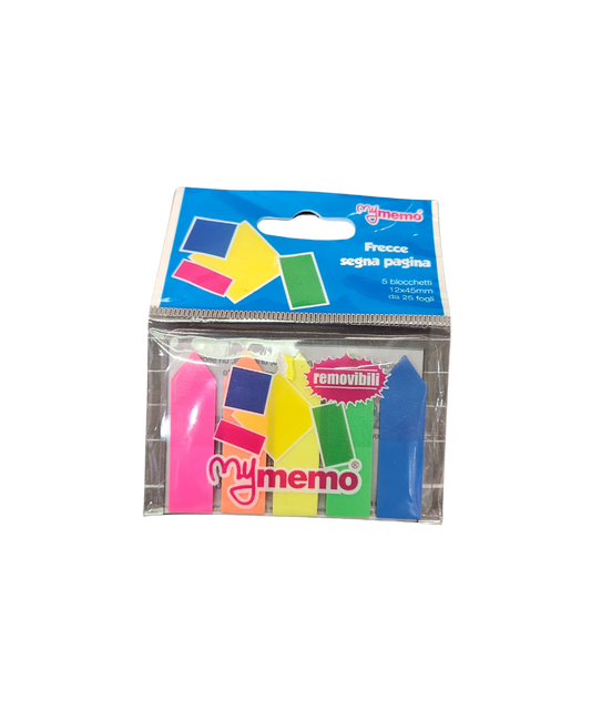 Pacco 5 Blocchetti Frecce Segna Pagina TintaUnita 12X45 MM