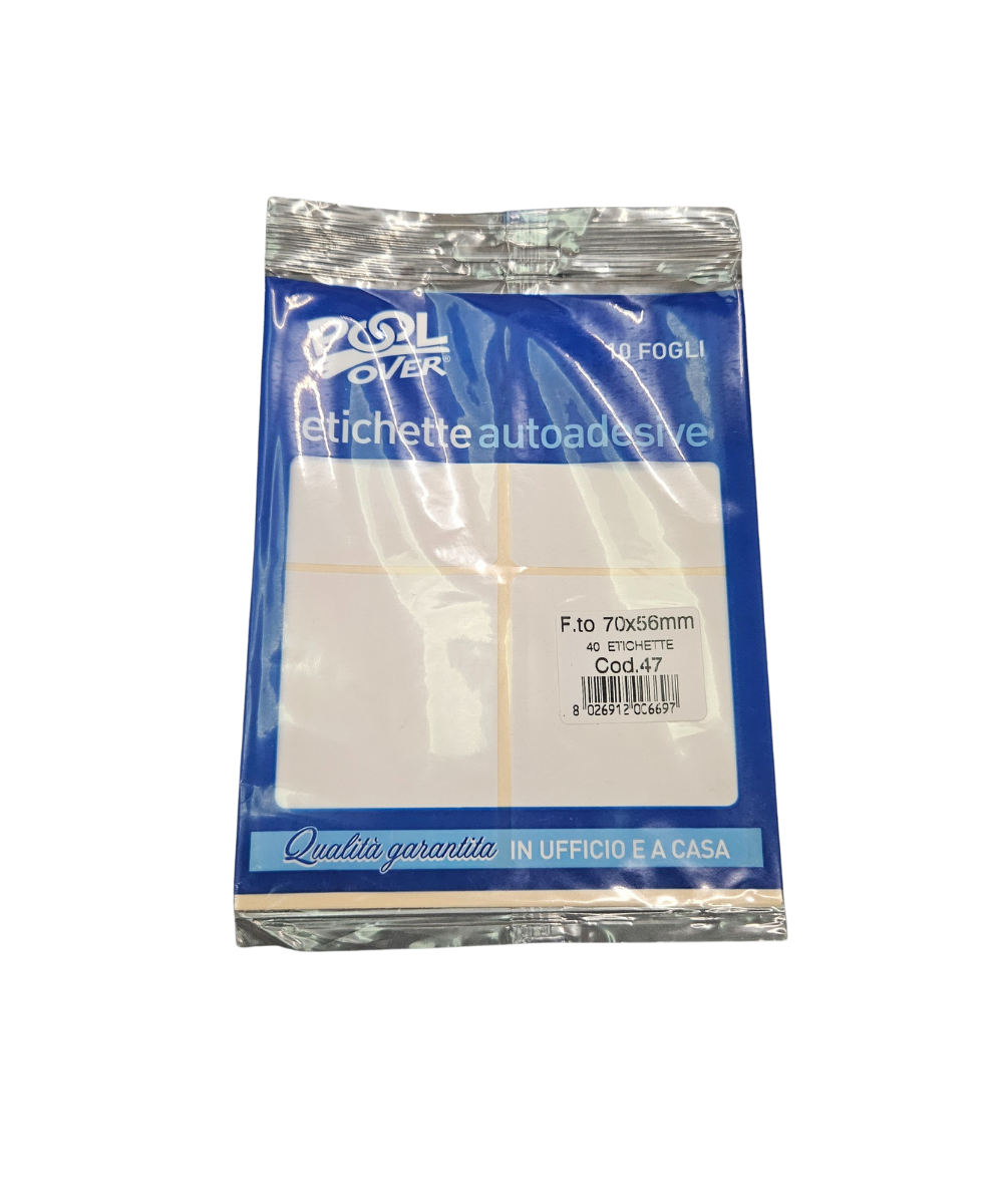 Pacco 10 Fogli Da 4 Etichette Autoadesive 70X56 MM
