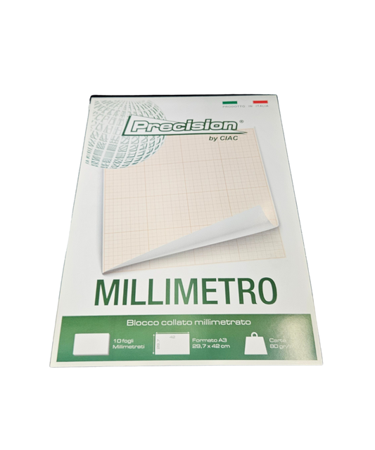 Blocco 10 Fogli Carta Millimetrata 29,7X42 CM Precision