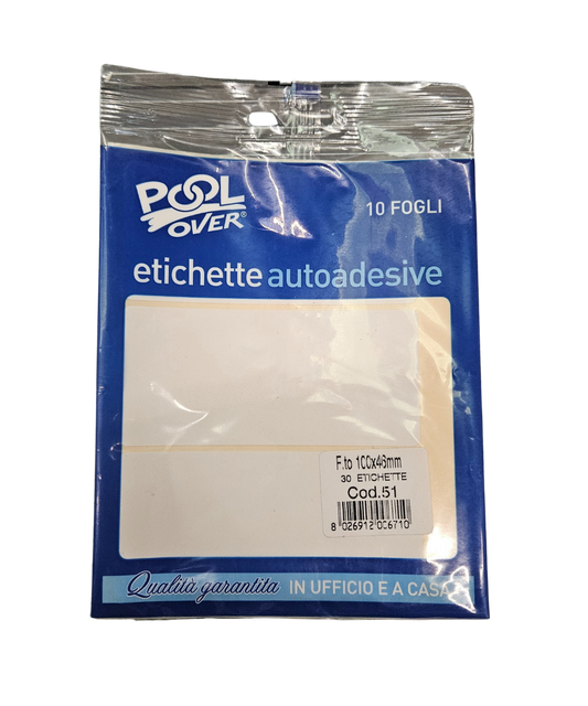 Pacco 10 Fogli Da 3 Etichette Autoadesive 100X46 MM