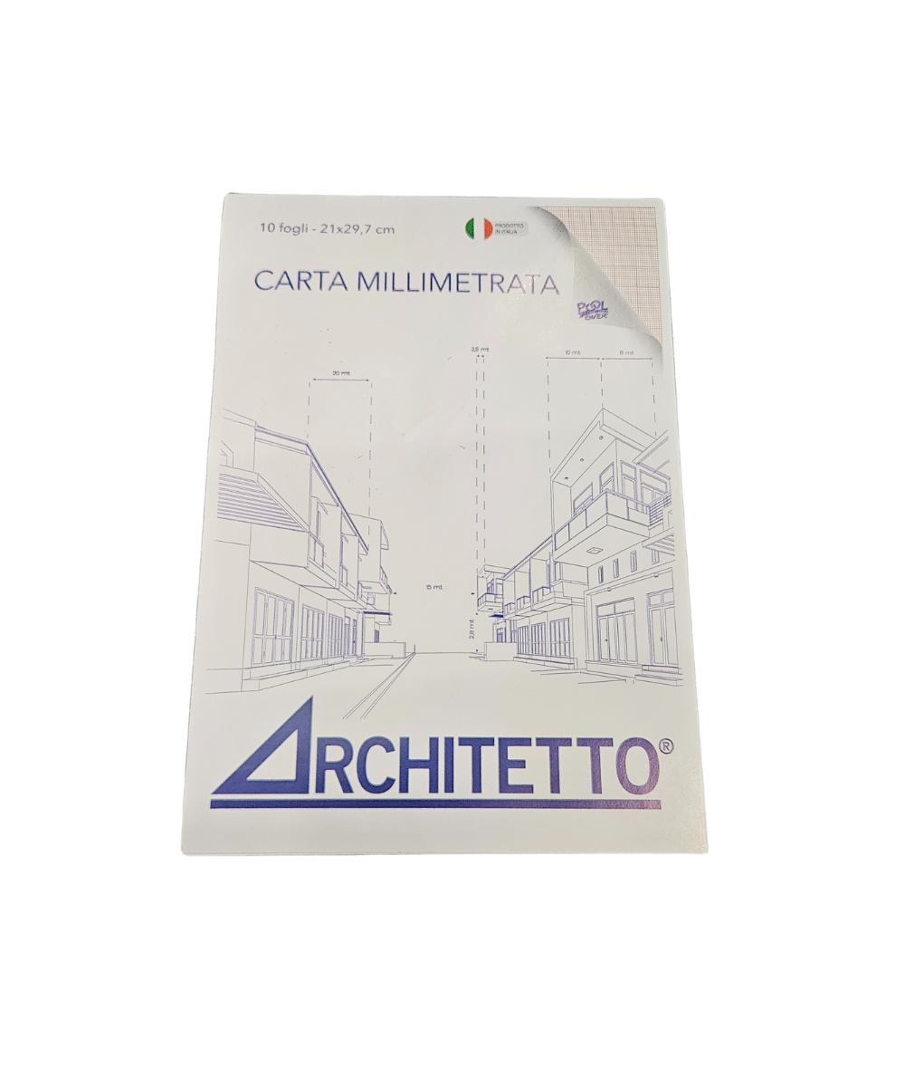 Blocco 10 Fogli Carta Millimetrata 21X29,7 CM Architetto