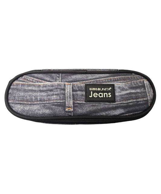 Astuccio 2 Zip Tinta Unita Jeans