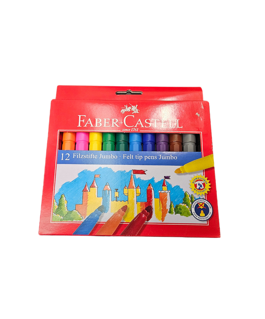Confezione 12 Penne a Fibra Jumbo Faber-Castell