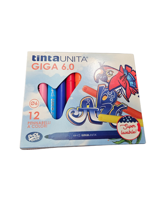 Confezione 12 Pennarelli Giga 6.0 TintaUnita