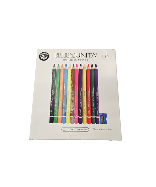Confezione Pastelli Big Mina 6.0 Temperino Incluso TintaUnita