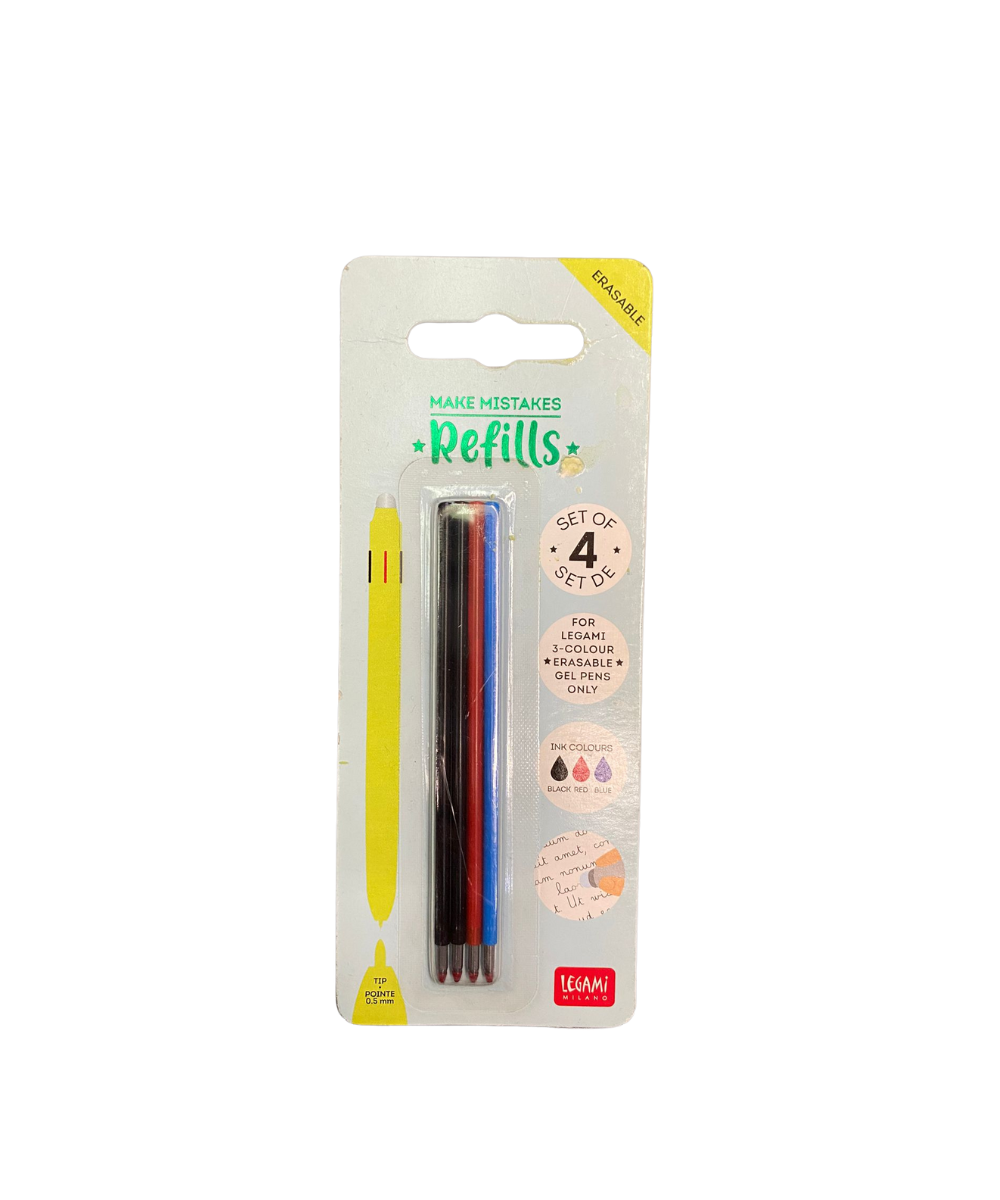 Set 4 Ricariche Penna 3 Colori Cancellina Legami