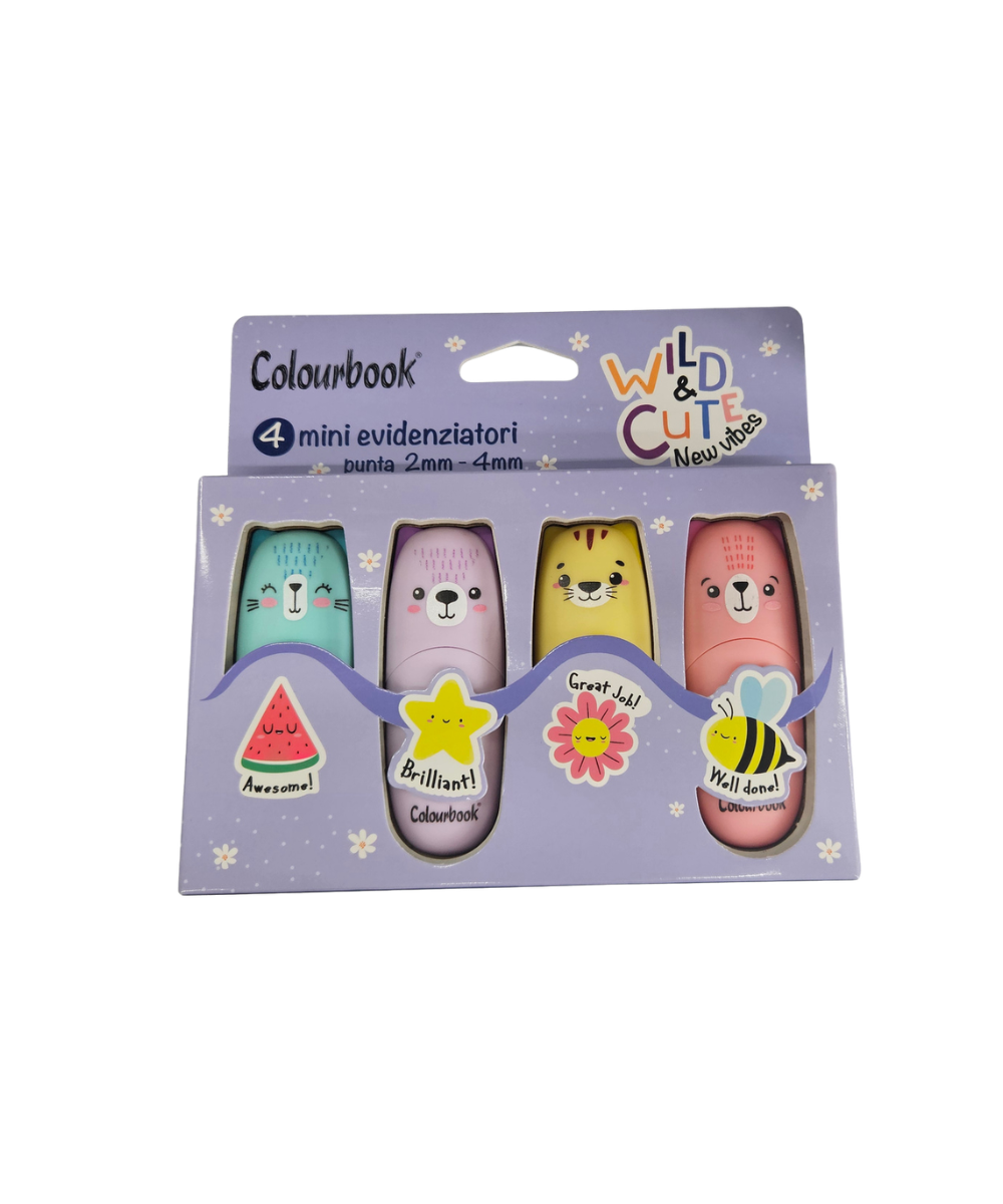 Set 4 Mini Evidenziatori Wild&Cute Colourbook