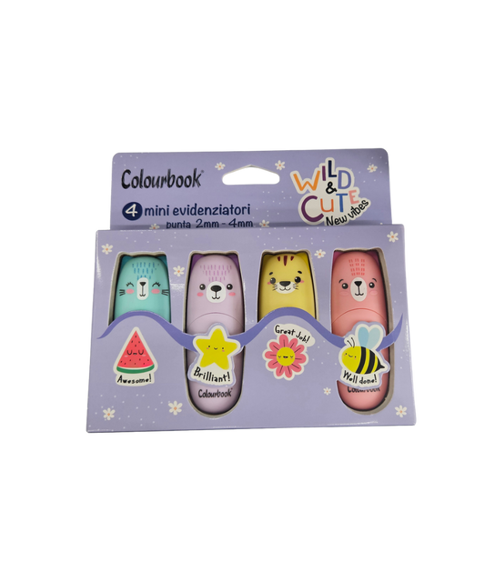Set 4 Mini Evidenziatori Wild&Cute Colourbook